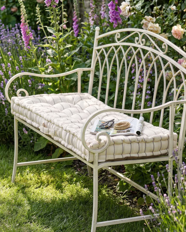French Stripe Garden Bench Cushion