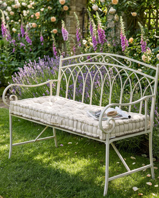 French Stripe Garden Bench Cushion
