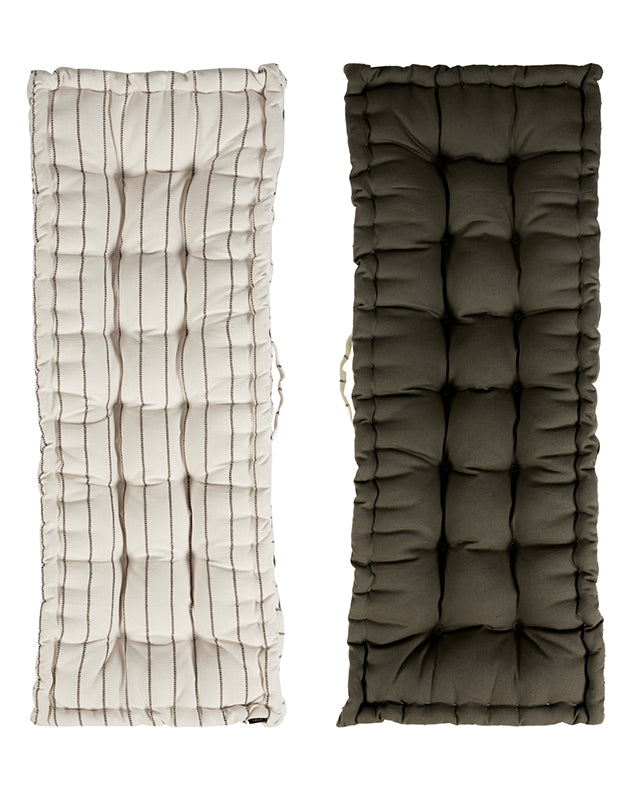 Mocha French Stripe Cotton Reversible Bench Cushion