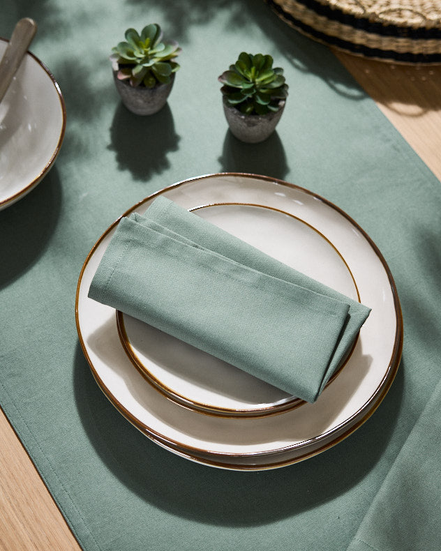 Set of 4 Green Cotton Napkins