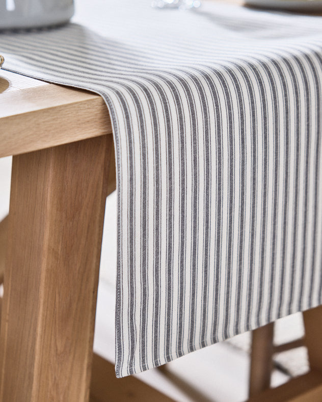 Grey Stripe Cotton Table Runner