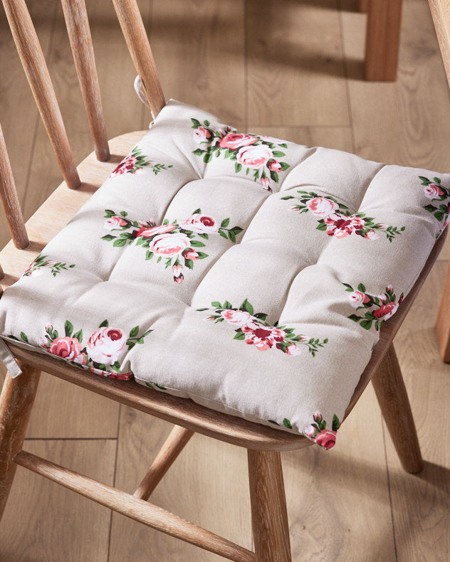 Country Garden Floral Dining Chair Seat Pad