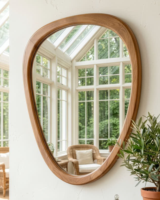 Camares Wood Organic Pebble Mirror 65cm x 50cm