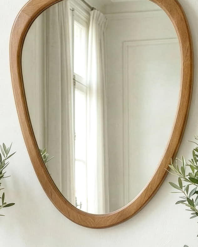 Mirror - Camares Wood Organic Pebble Mirror 65cm x 50cm