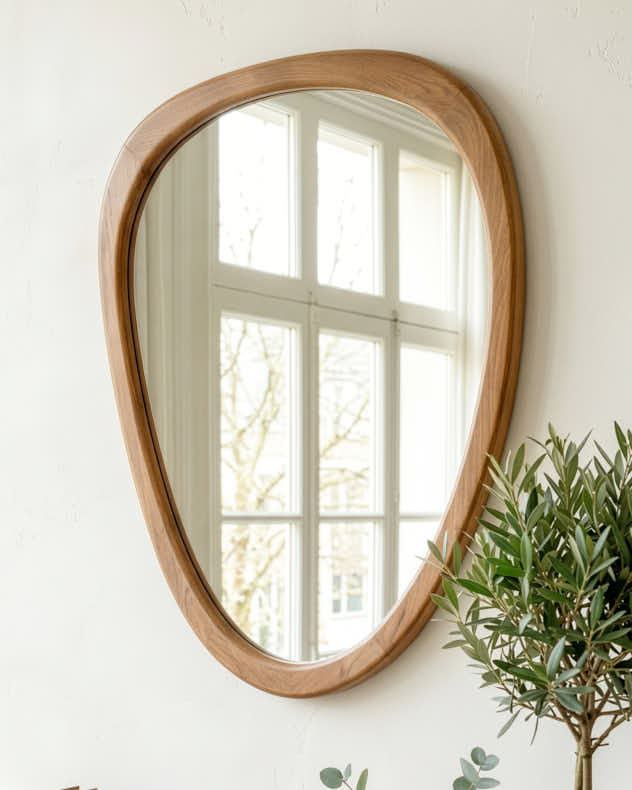 Mirror - Camares Wood Organic Pebble Mirror 65cm x 50cm