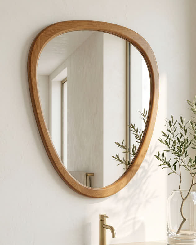 Mirror - Camares Wood Organic Pebble Mirror 65cm x 50cm