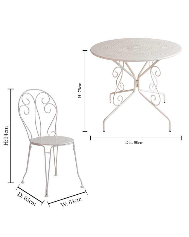 Amelie Four Person Iron Bistro Set