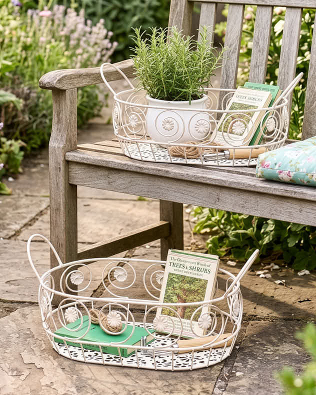 Duras Set of 2 Vintage Cream Baskets