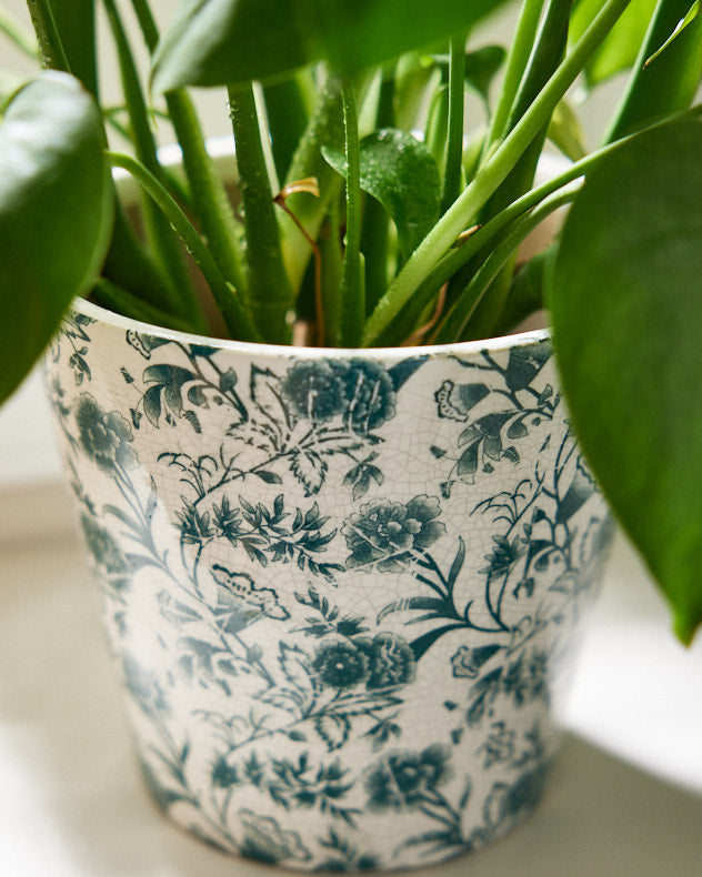 Set of 2 Floral Ceramic Plant Pot