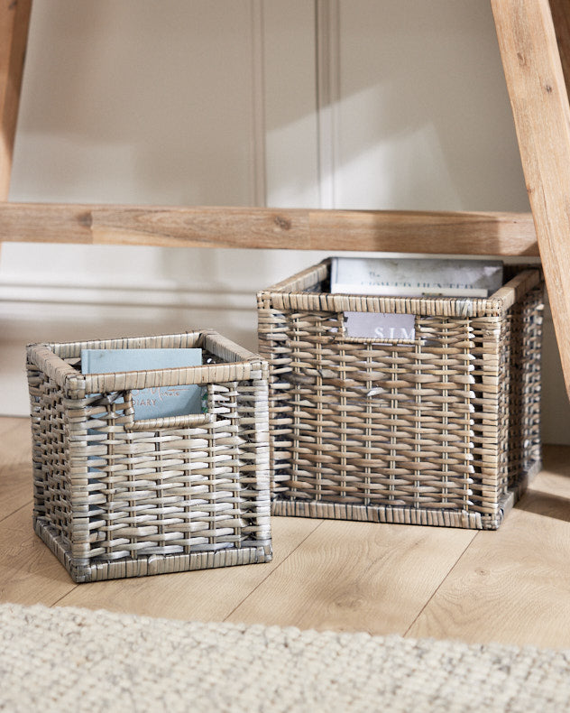 Wicker Storage Baskets - Set of 2 Wicker Storage Baskets