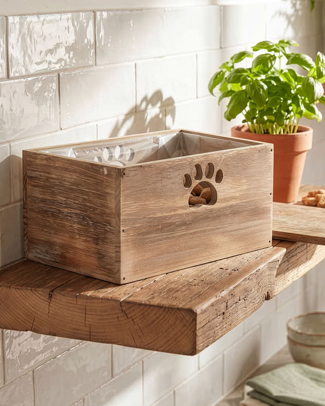 Wooden Pet Treat Box With Lid
