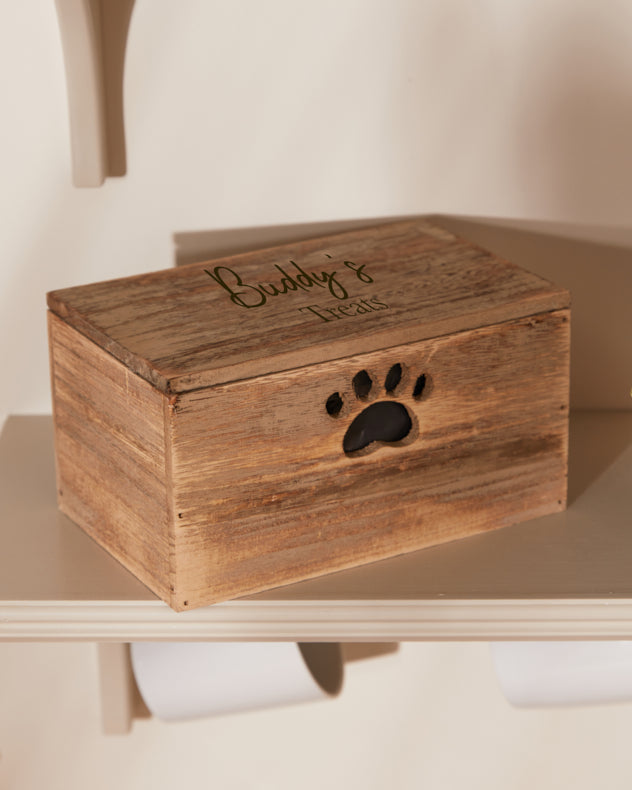Personalised Wooden Pet Treat Box With Lid