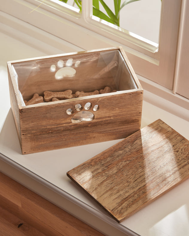 Wooden Pet Treat Box With Lid