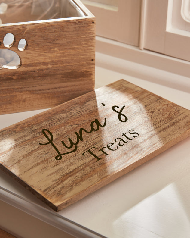 Personalised Wooden Pet Treat Box With Lid
