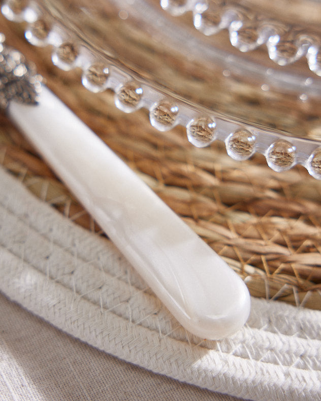 4 Piece Silver Marble Cutlery Set