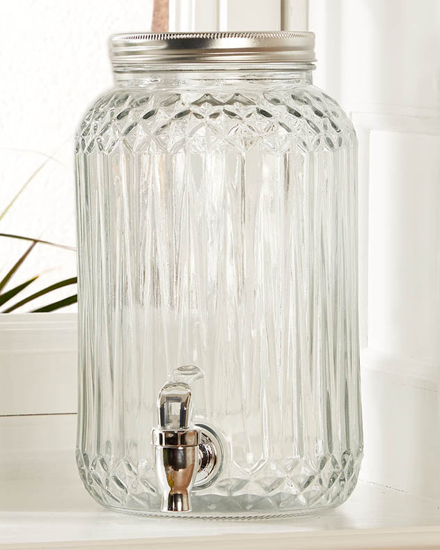 Glass Drink Dispenser Jar with Tap