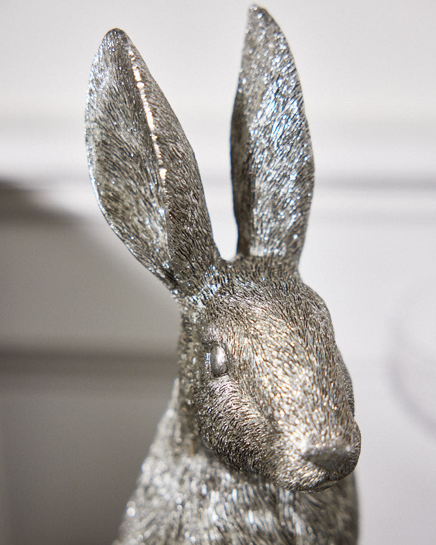 Silver Sitting Hare Ornament