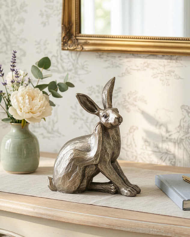 Bronze Scratching Hare Ornament