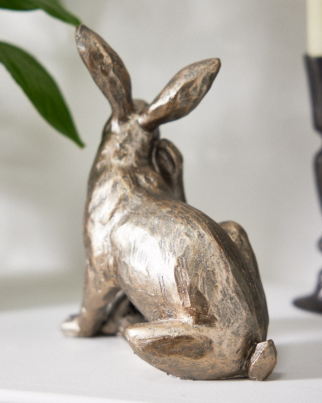 Bronze Scratching Hare Ornament