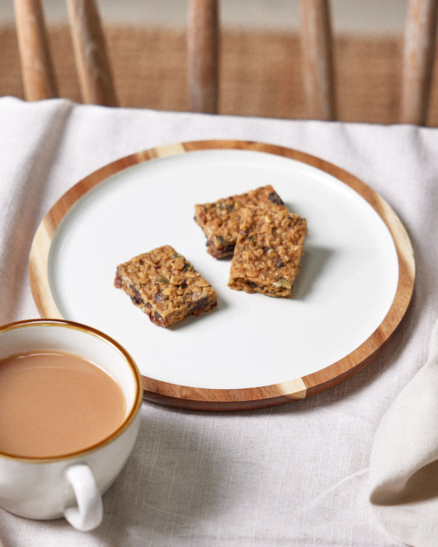 Brown & Natural & White Wood Platters - Fika Round Wooden Tray