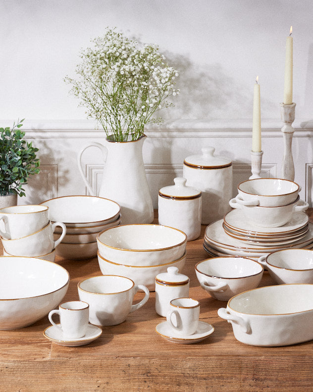 Pottery serving dishes top