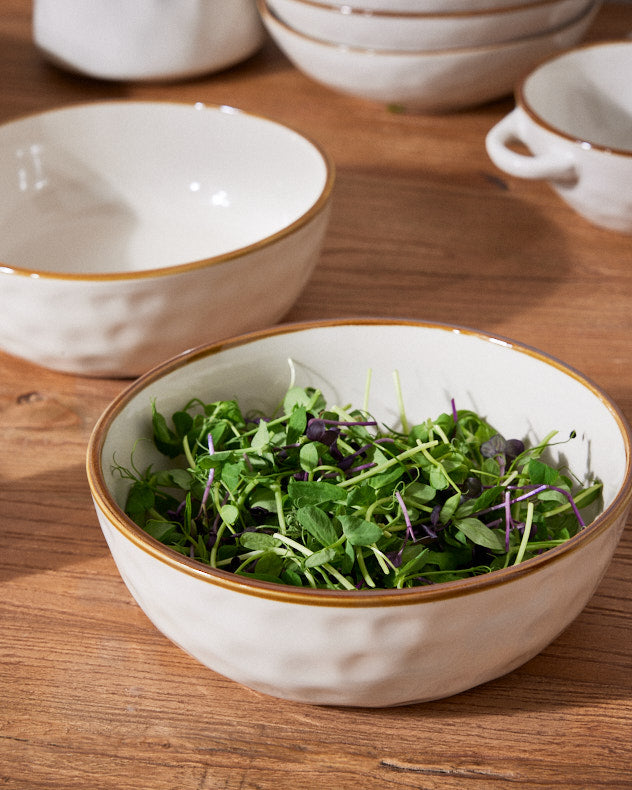 Petra Ivory Ceramic Salad Bowl