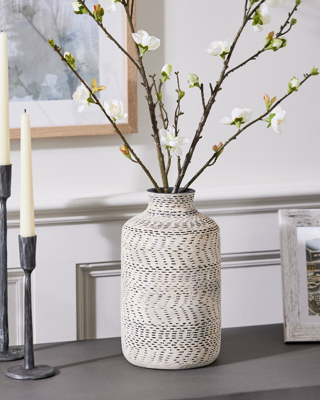 White & Black Ceramic Vases - Welte Textured Stoneware Vase