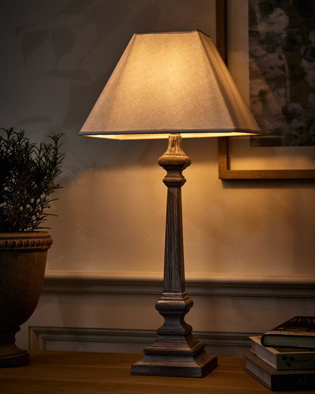 Tuscan Brushed Wood Table Lamp