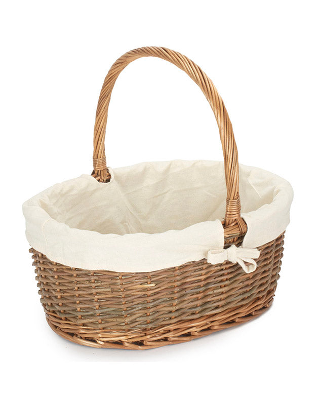 Oval Wicker Basket with White Lining