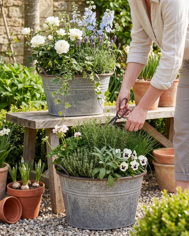 Medium Grey Metal Pots & Planters - Galvanised Tub Planter