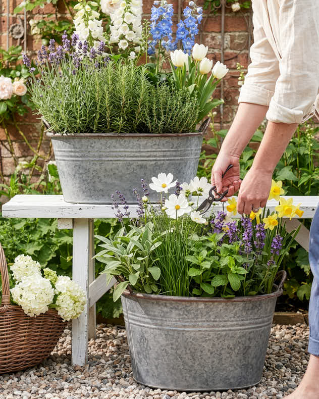 Galvanised Tub Planter