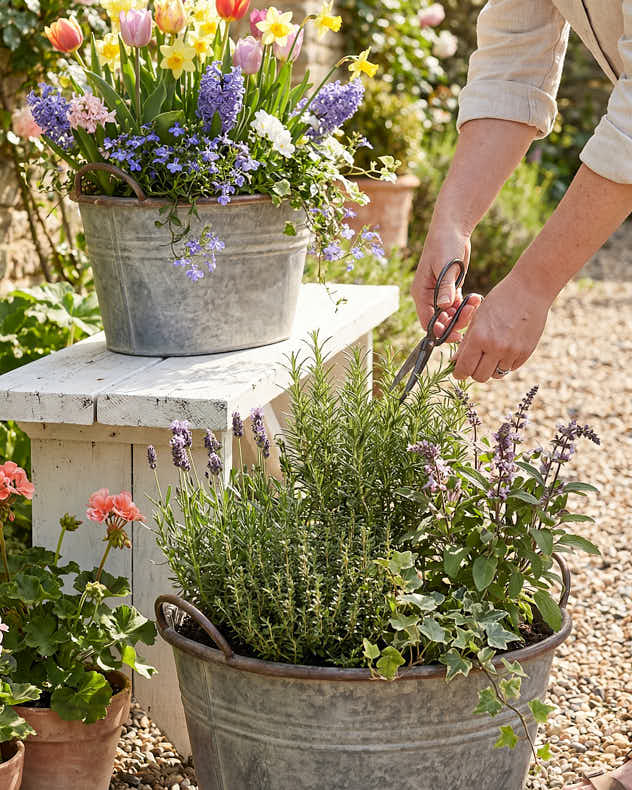 Pots & Planters Set of 2 - Galvanised Tub Planter