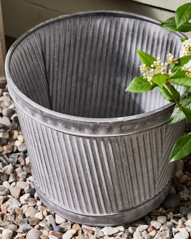 Ribbed Metal Planter