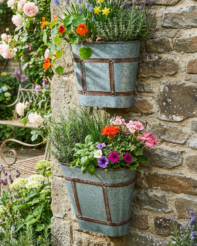 Vintage Effect Planter with Handle