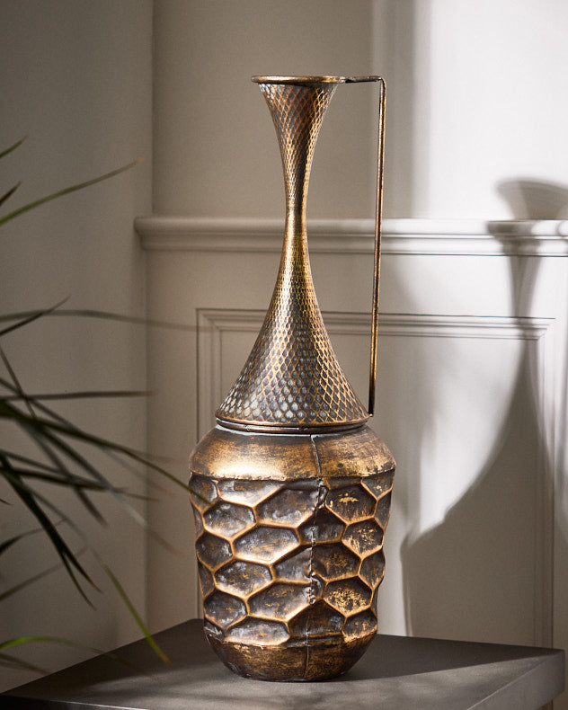 Tall Neck Antique Textured Jug Vase