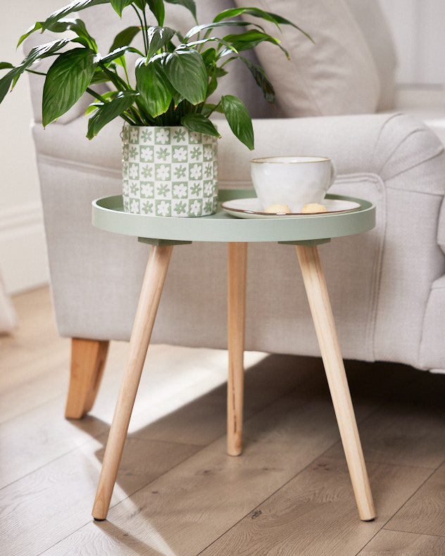 Arvia Sage Green and Pine Side Table
