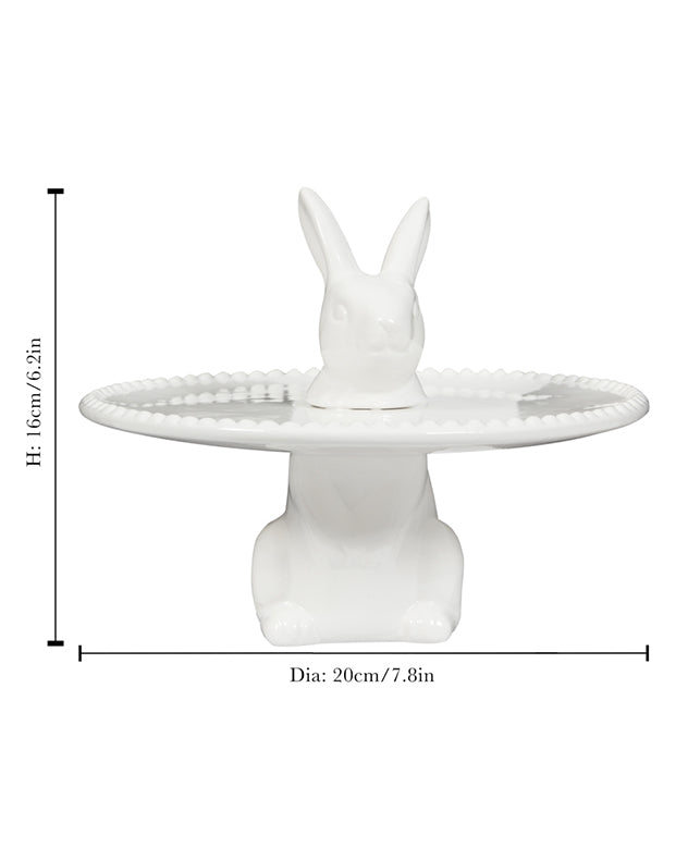 White Ceramic Rabbit Cake Stand