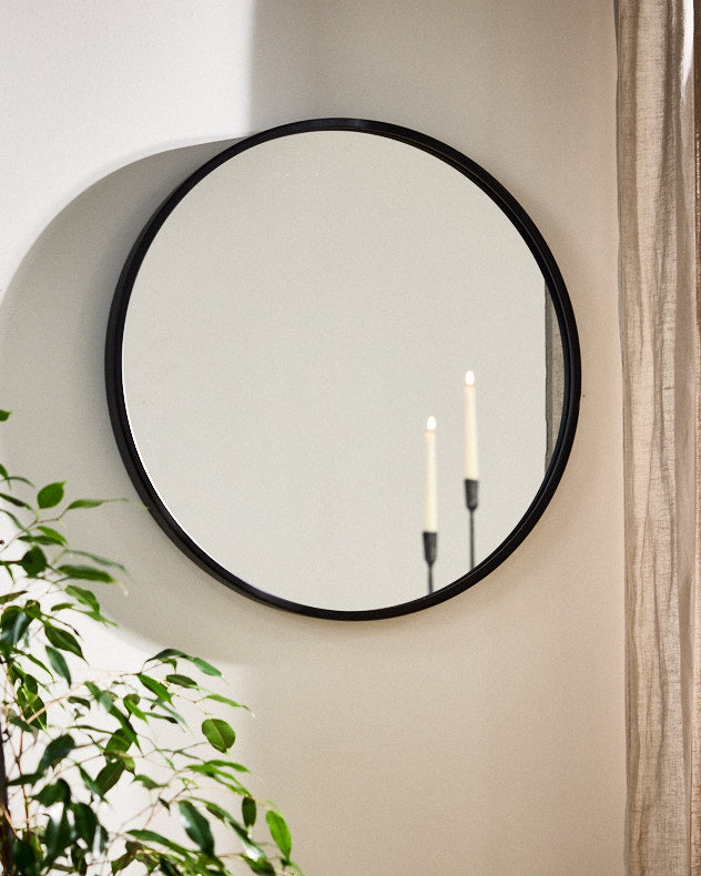 Curzon Circular Black Iron Wall Mirror