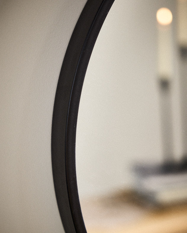 Mirror - Curzon Circular Black Iron Wall Mirror 60cm