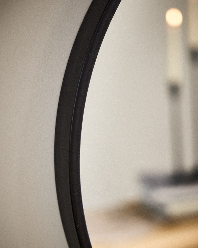 Curzon Circular Black Iron Wall Mirror