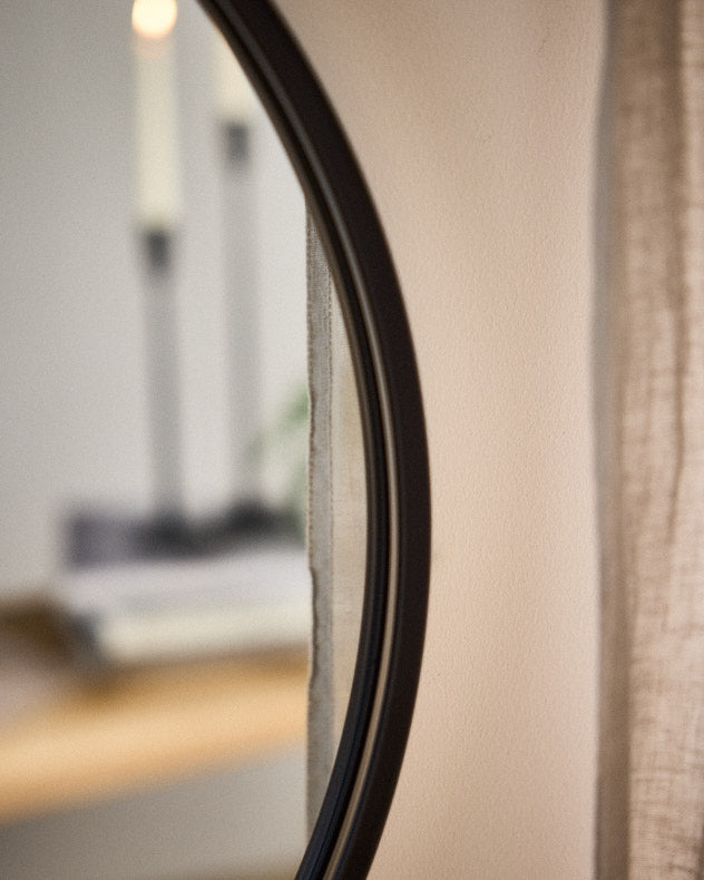 Mirror - Curzon Circular Black Iron Wall Mirror 60cm