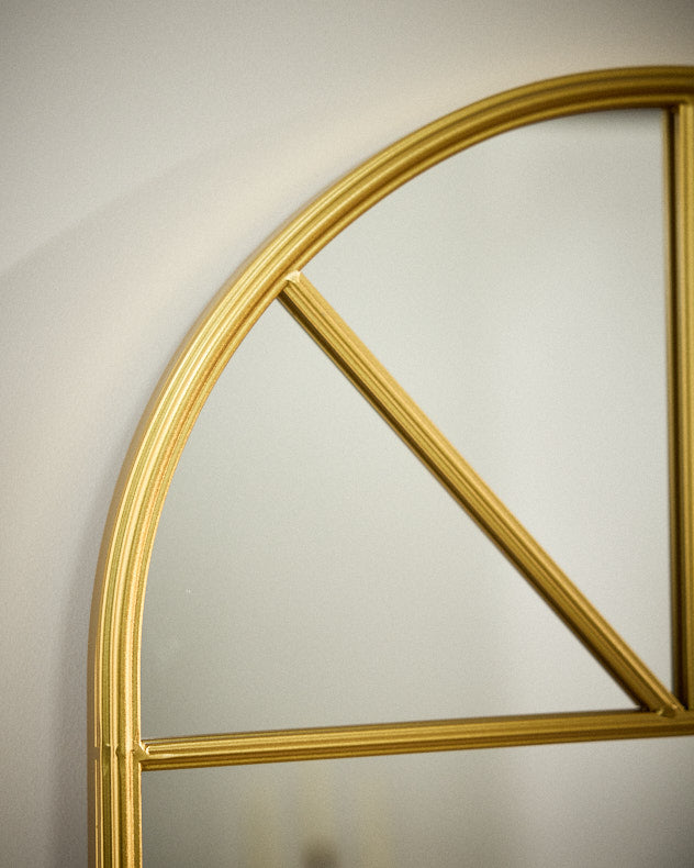 Top of Alzac Gold Tall Rounded Arch Mirror