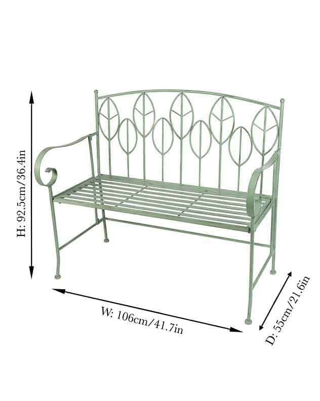 Arette Green Iron Garden Bench