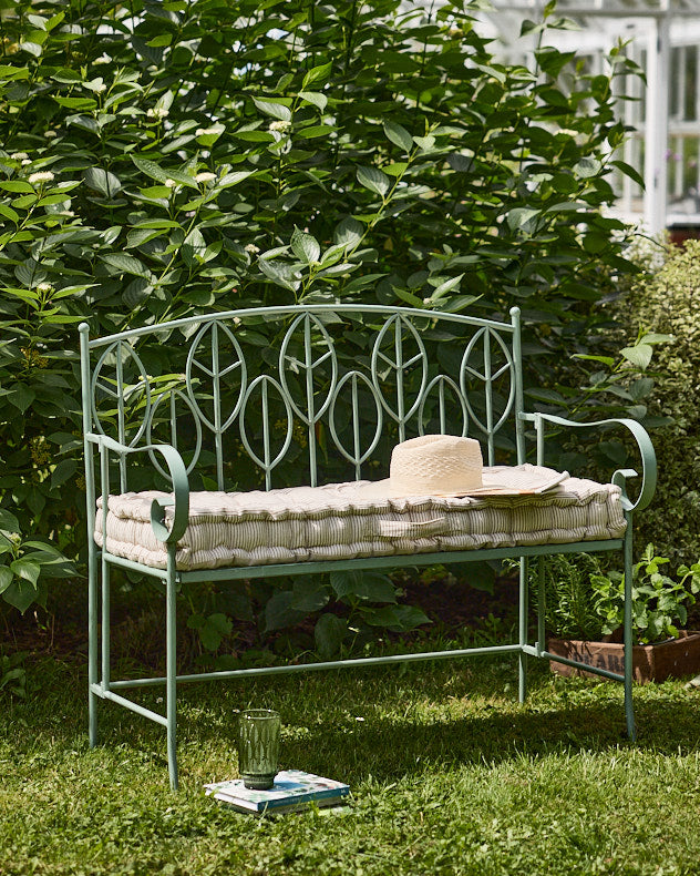 Green Recycled Iron Benches - Arette Green Iron Garden Bench