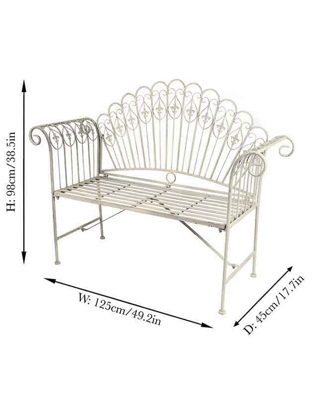 Bielle Stone Grey Iron Garden Bench