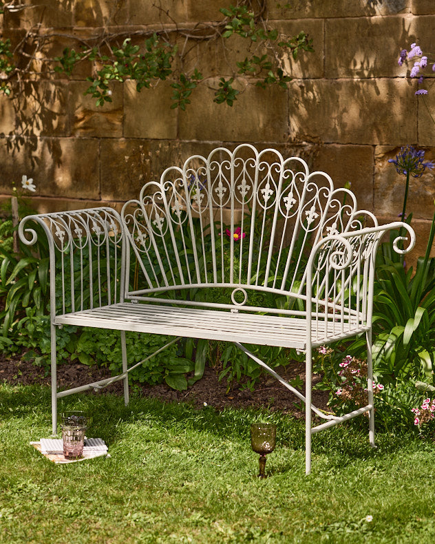 Bielle Stone Grey Iron Garden Bench
