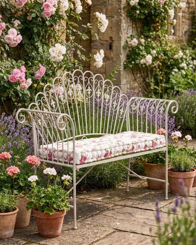 Bielle Stone Grey Iron Garden Bench