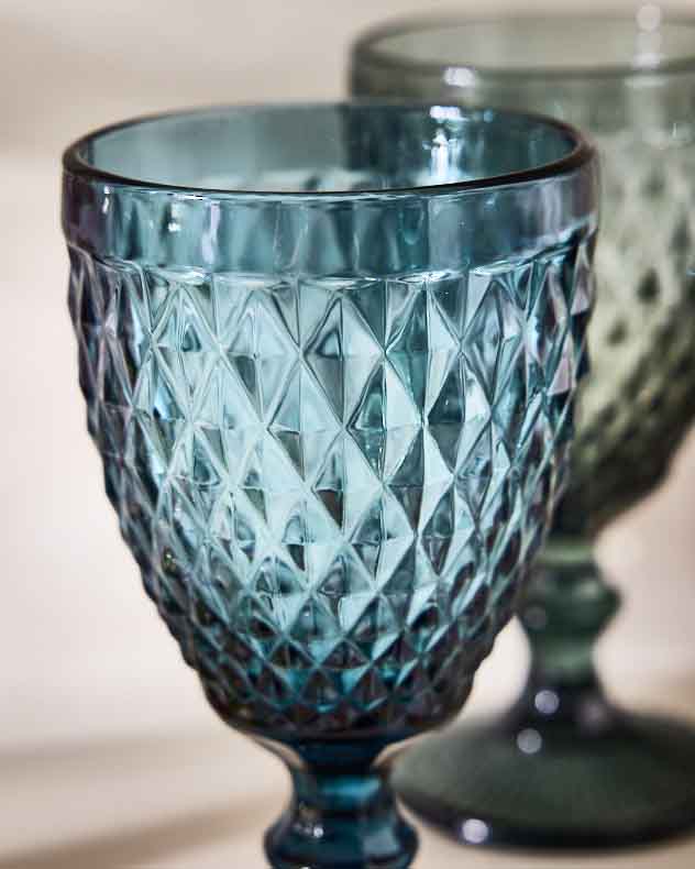 Wine Glasses Set of 8 - Diamas Coloured Glass Wine Goblets