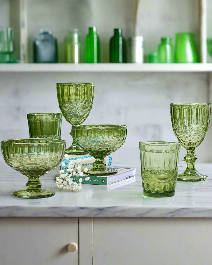 Green Coloured Wine Glasses