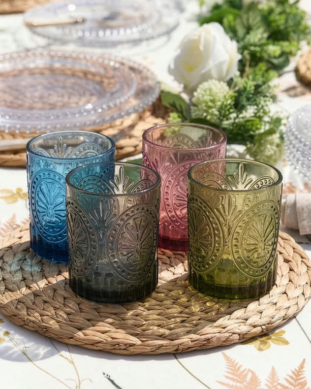 Set of 4 Multi-colour Glass Wine Glasses - Vivaldi Coloured Glass Tumblers